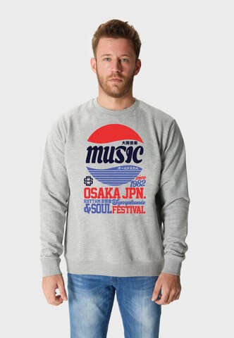 Oldskull Sweatshirt 'Asian Osaka Music Logo Graphic' in Grijs: voorkant