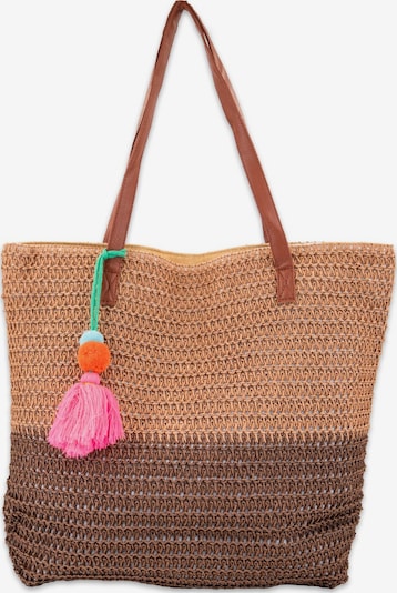 styleBREAKER Strandtasche 'Korbflecht Henkeltasche - Basttasche 2-Farbig' in One Size in braun, Produktansicht