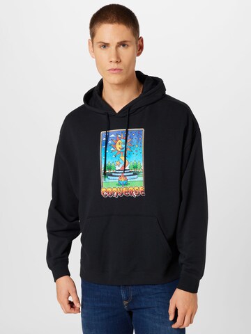 CONVERSE Sweatshirt 'DAY NIGHT CAMPFIRE' in Zwart: voorkant