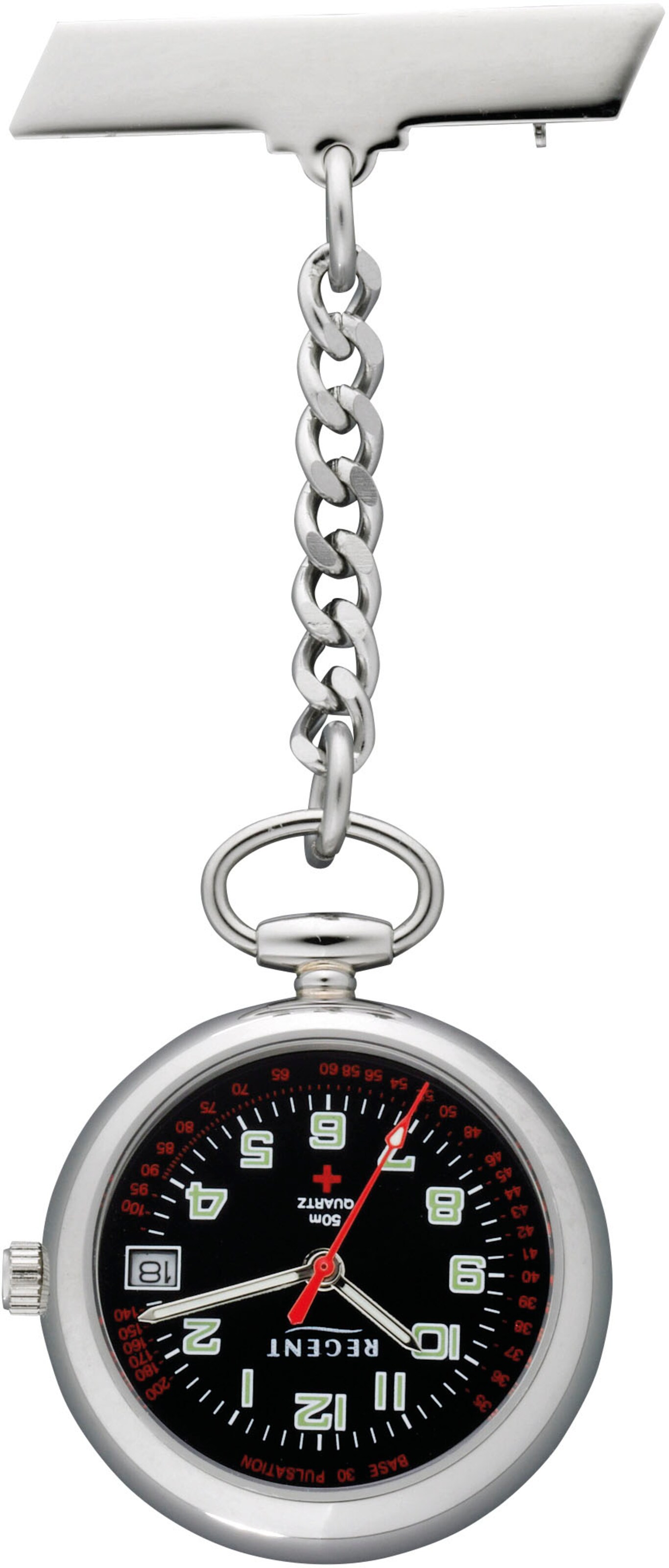 REGENT Analoguhr in Silber: Vorderseite