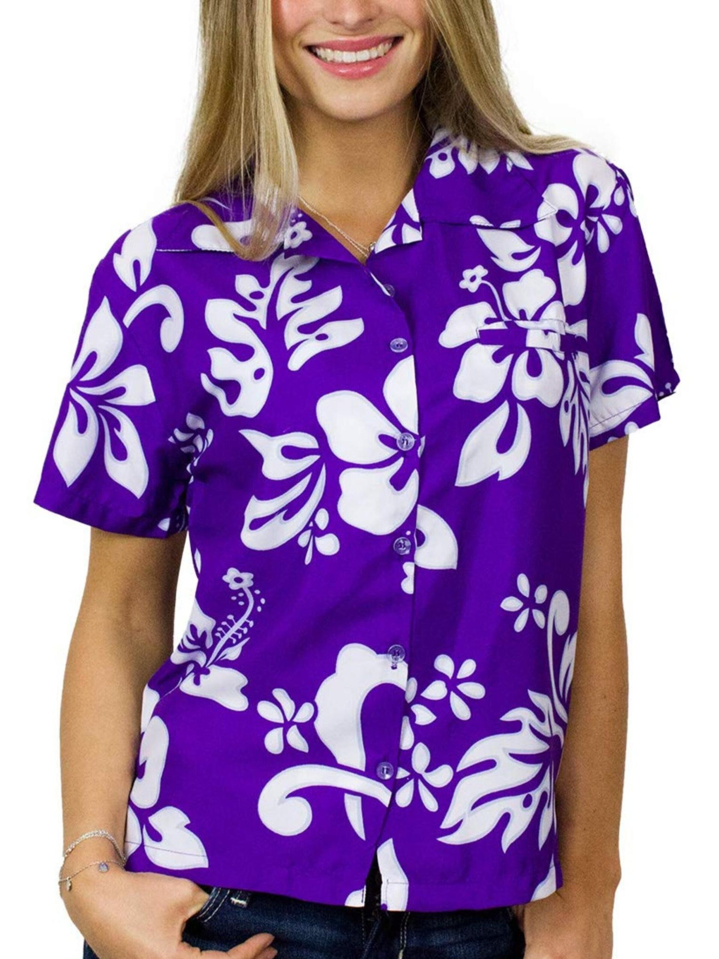 Camicia da donna 'Hibiscus' di King Kameha in lilla