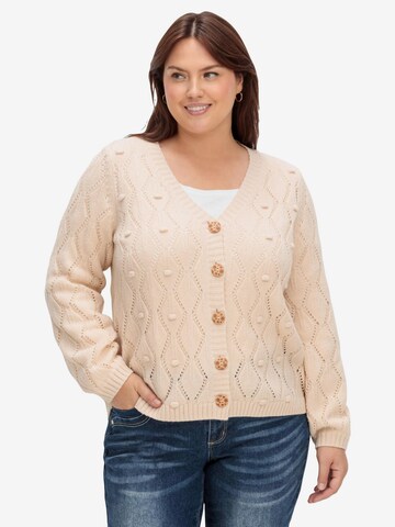 sheego by Joe Browns Knit Cardigan in Beige: front