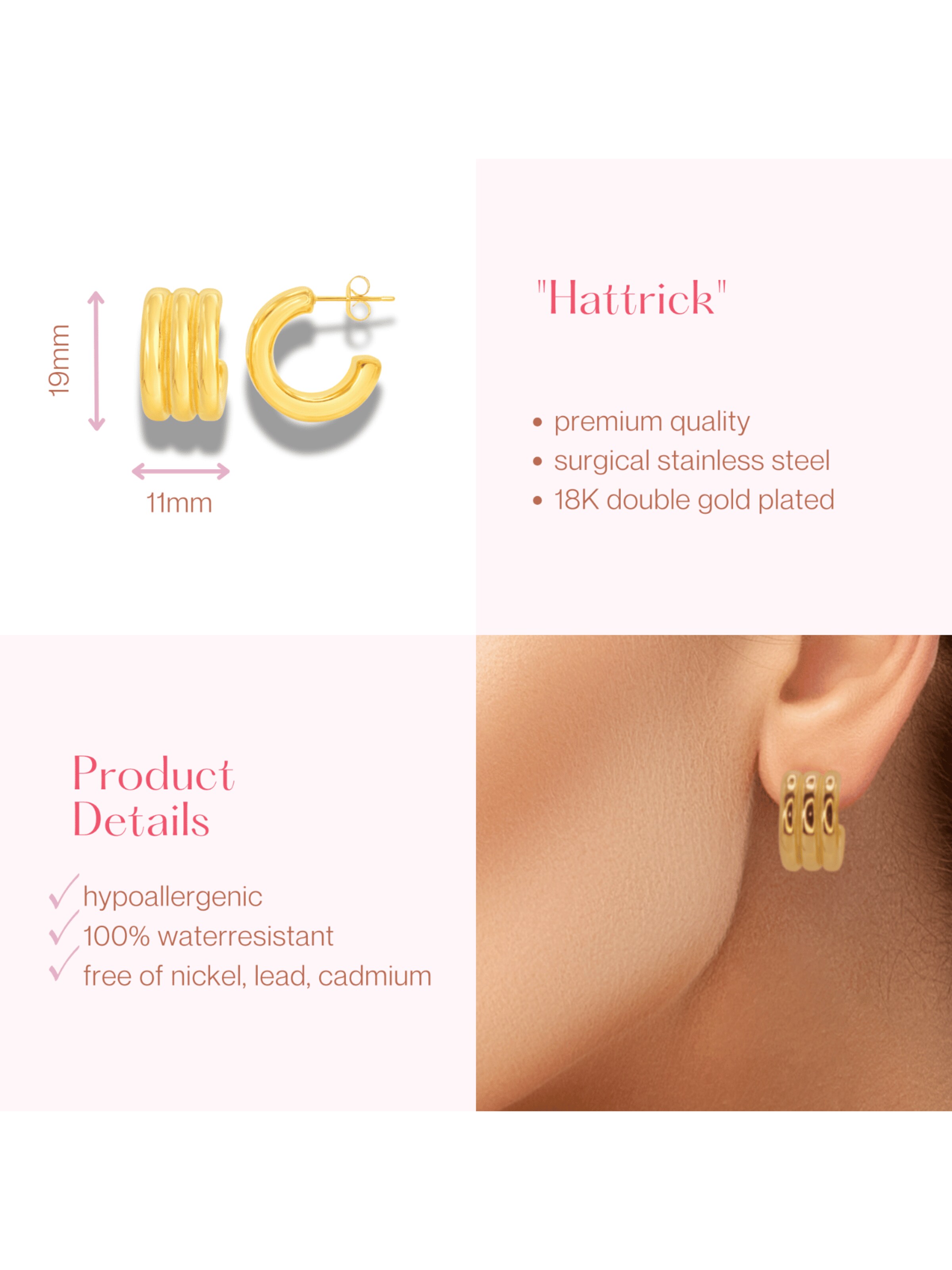 ARS-ARGENTI Earrings 'HATTRICK' in Gold