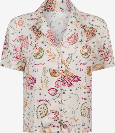 Hunkemöller Pyjamapaita 'Samba' värissä oliivi / oranssi / verenpunainen / valkoinen, Tuotenäkymä