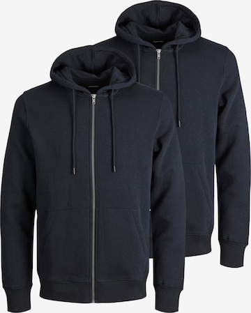 JACK & JONES Zip-Up Hoodie 'Star' in Black: front
