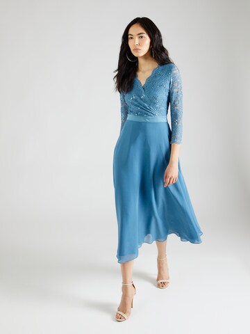 Robe de cocktail SWING en bleu : devant