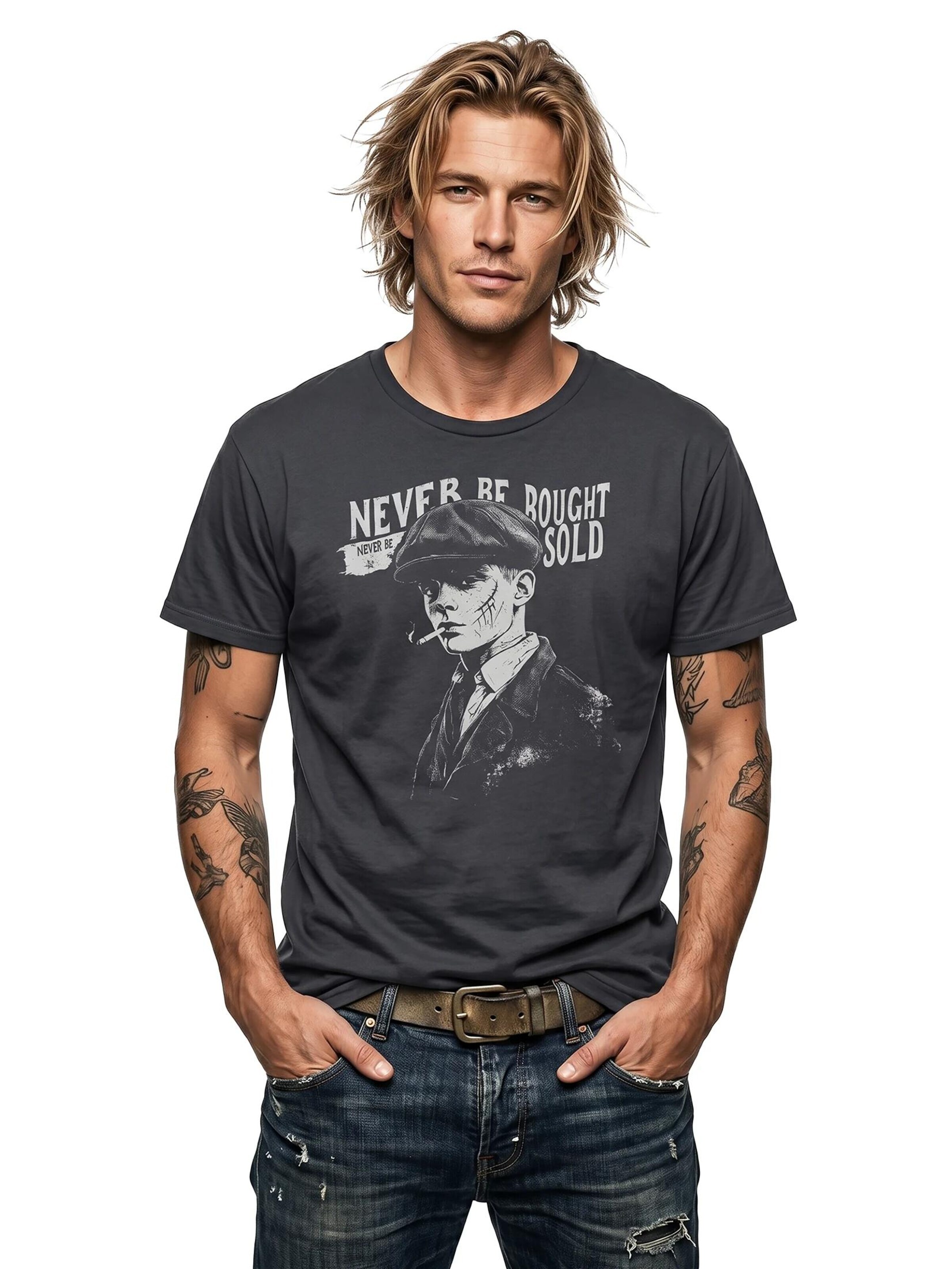 MAKAYA Shirt 'Never Be Bought' in Grey