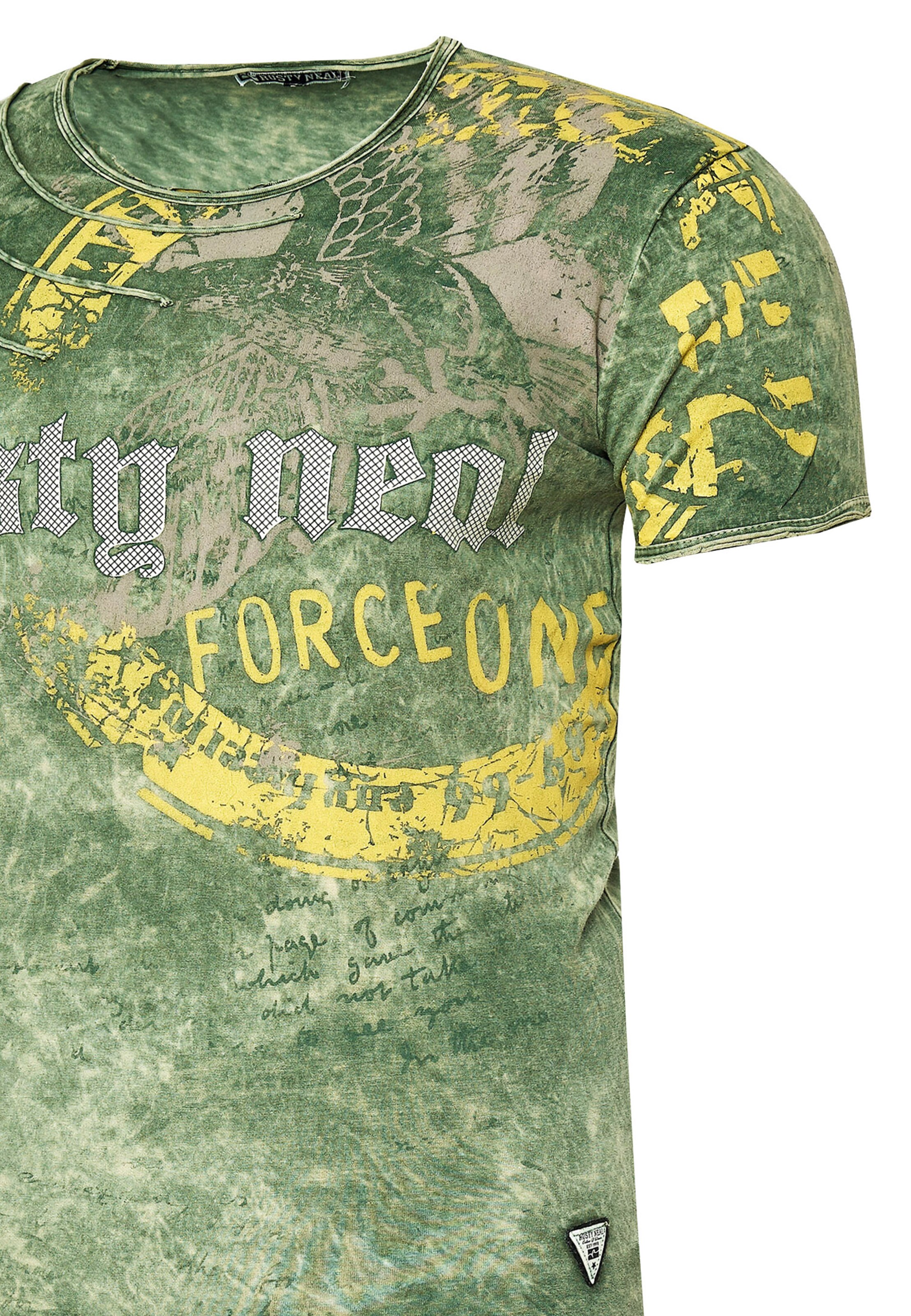 Rusty Neal T-Shirt mit zeitlosem Print in Grün