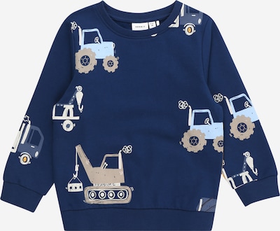 NAME IT Sweatshirt 'THEODOR' em azul noturno / azul claro / castanho claro, Vista do produto