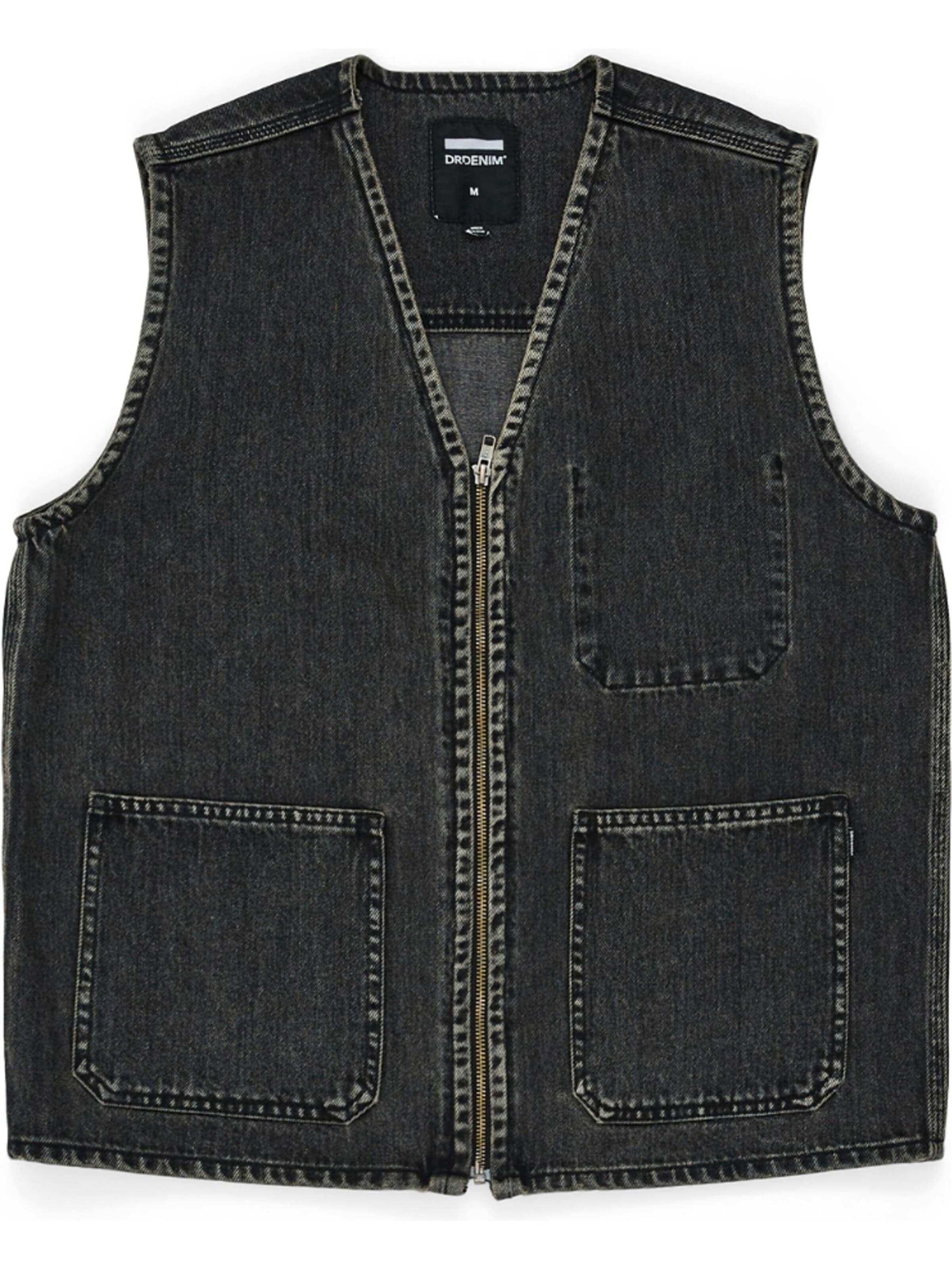 Dr. Denim Vest 'Enver Worker' in Black: front