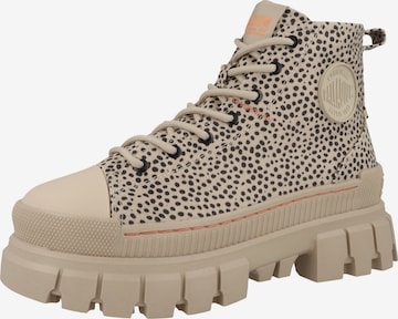 Palladium Lace-Up Ankle Boots 'Revolt Safari' in Beige: front