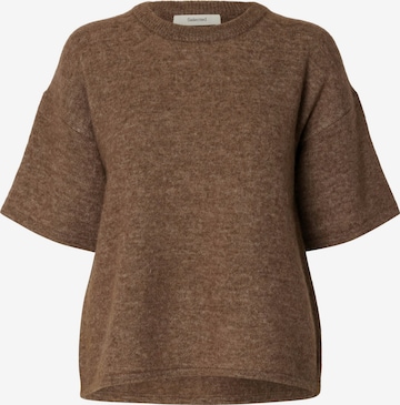 SELECTED Pullover 'SLFLULU' in Braun: Vorderseite