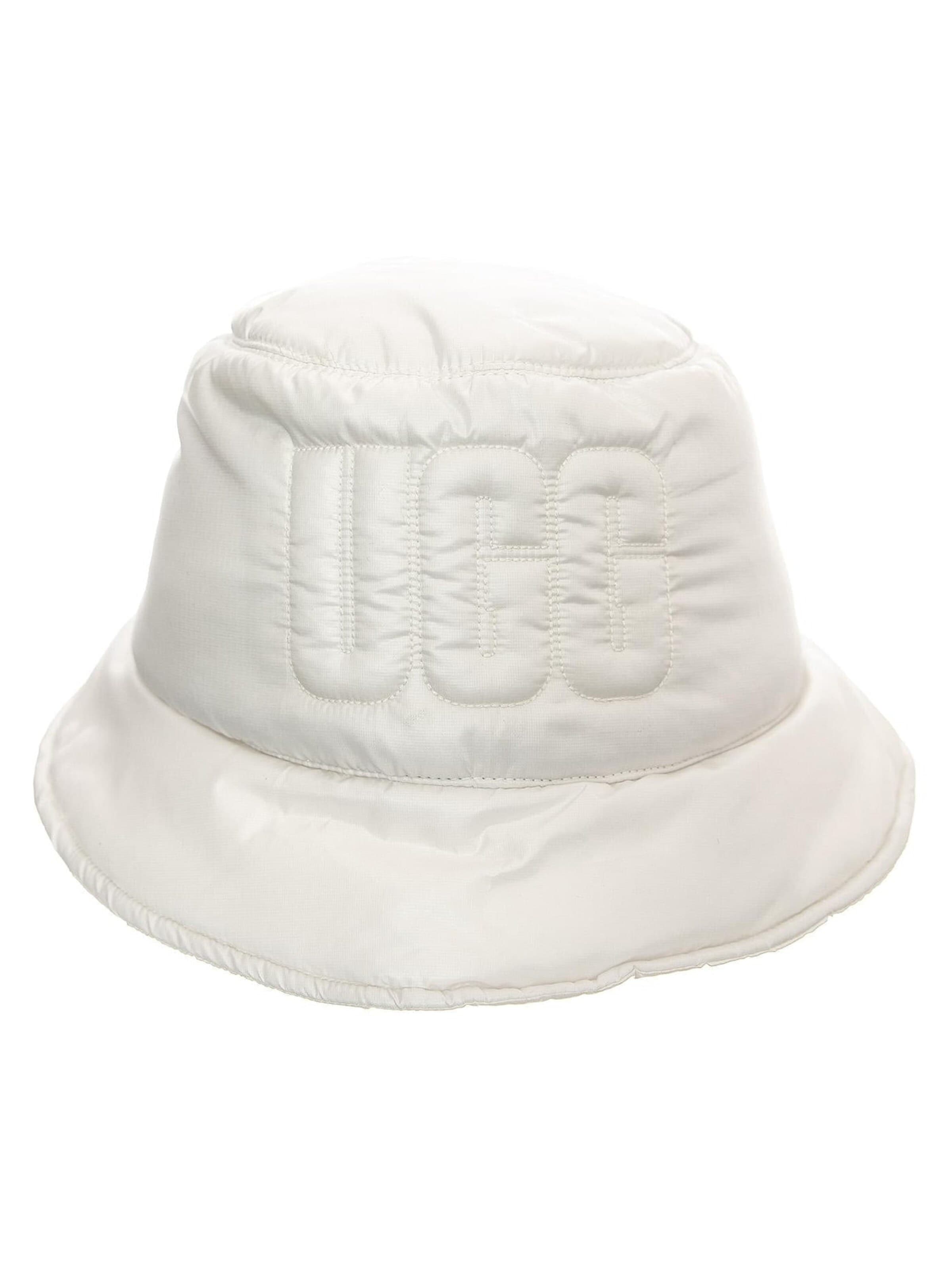 UGG Hat 'W AW Quilted Logo Bucket Hat Nimbus' i hvid: forside