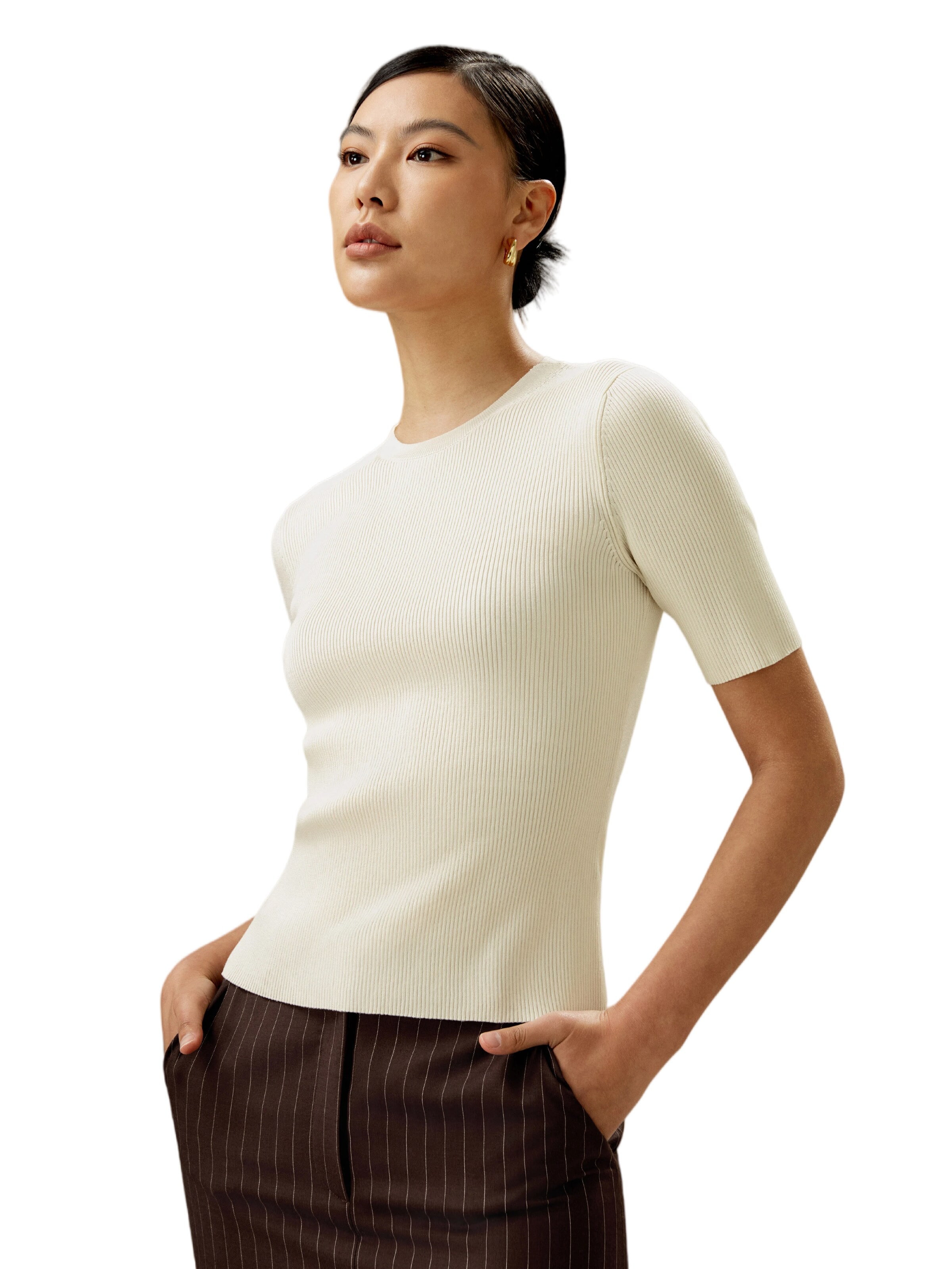 Lilysilk Shirt 'Essential Seidenstrick Oberteil' in Wit