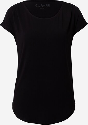 Tricou funcțional de la CURARE Yogawear pe negru: față