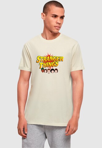 ABSOLUTE CULT Shirt 'Stranger Things - Comic Heads' in Beige: front
