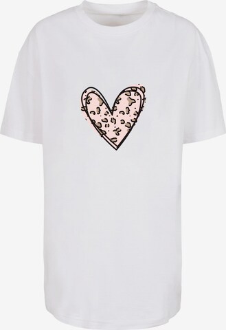 Maglietta 'Valentines Day - Leopard Heart' di Merchcode in bianco: frontale