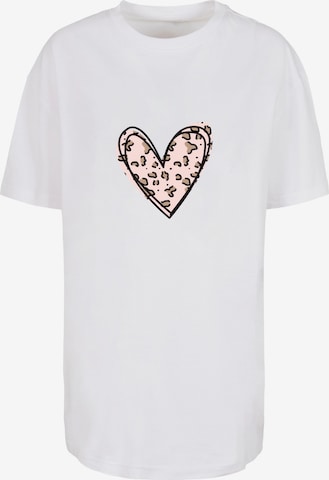 Merchcode T-Shirt 'Valentines Day - Leopard Heart' in Weiß: predná strana