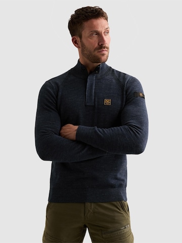 PME Legend Trui 'Pullover with half-zip and raglan sleeves' in Blauw: voorkant