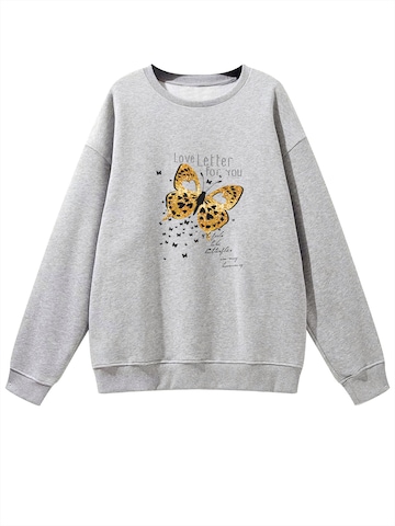 GORHEY - Sudadera 'Women's Oversized Sweatshirt with Butterfly Print, Warm Fleece Blend' en gris