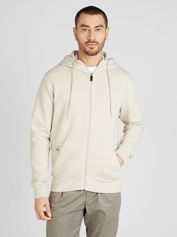 BOSS Sweat jacket 'Saggy' in Beige: front