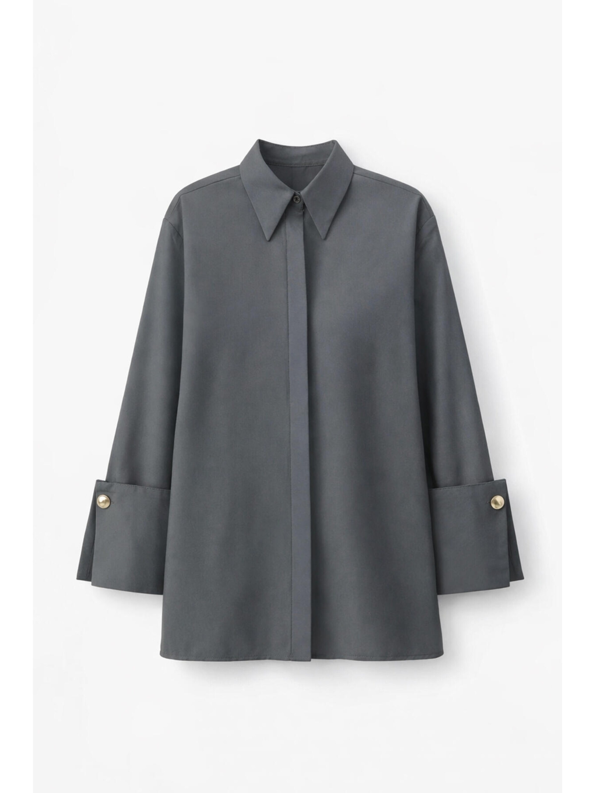 Touché Privé - Camiseta 'Poplin Shirt With Wide Cuff' en gris: frente