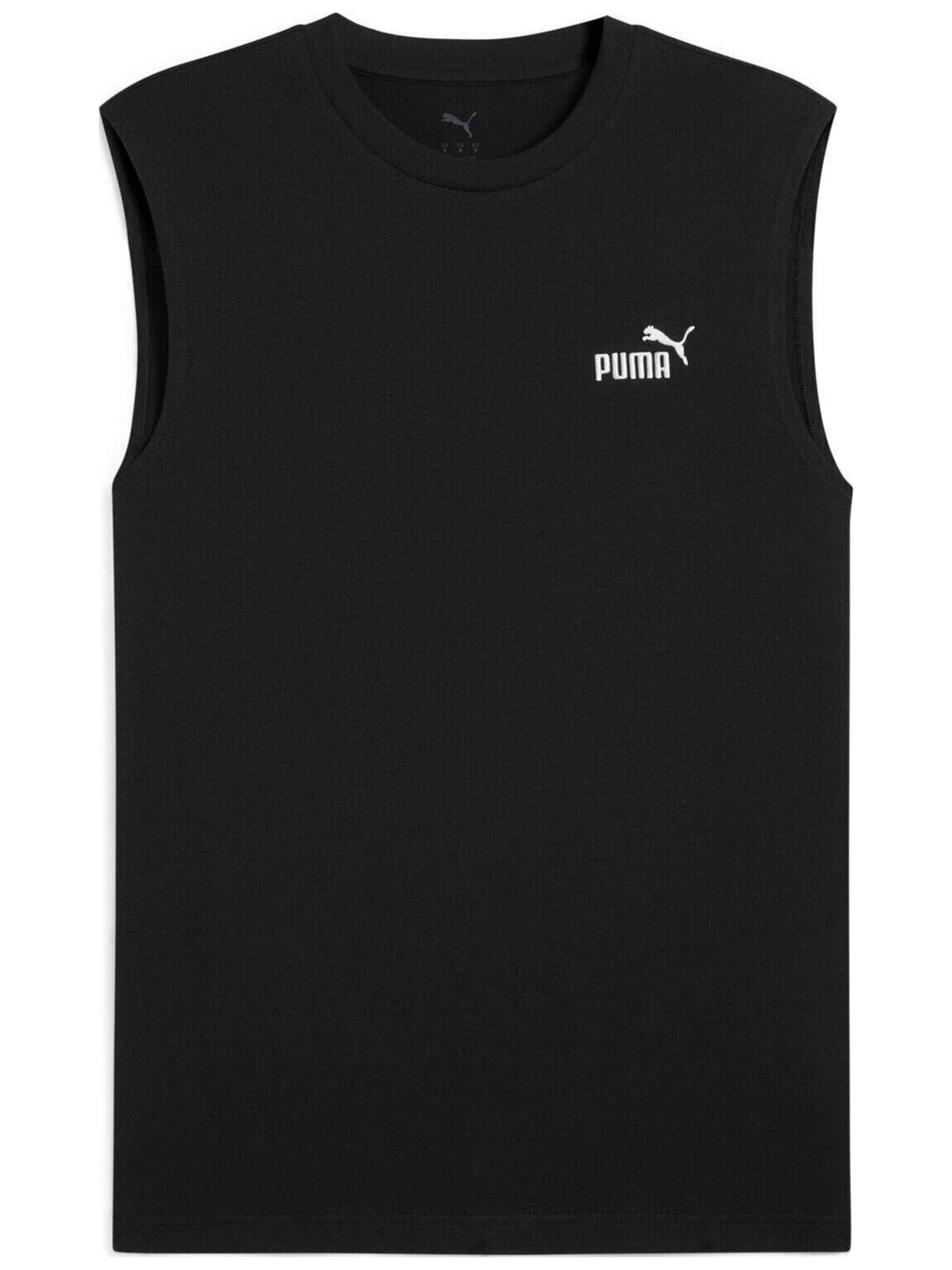 PUMA Shirt 'Puma Ess No. 1 Logo Sleeveless Tee' in Zwart