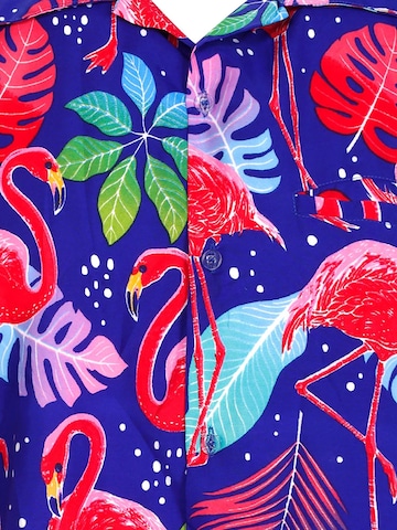 King Kameha Shirt 'Funky Flamingos' in Blau