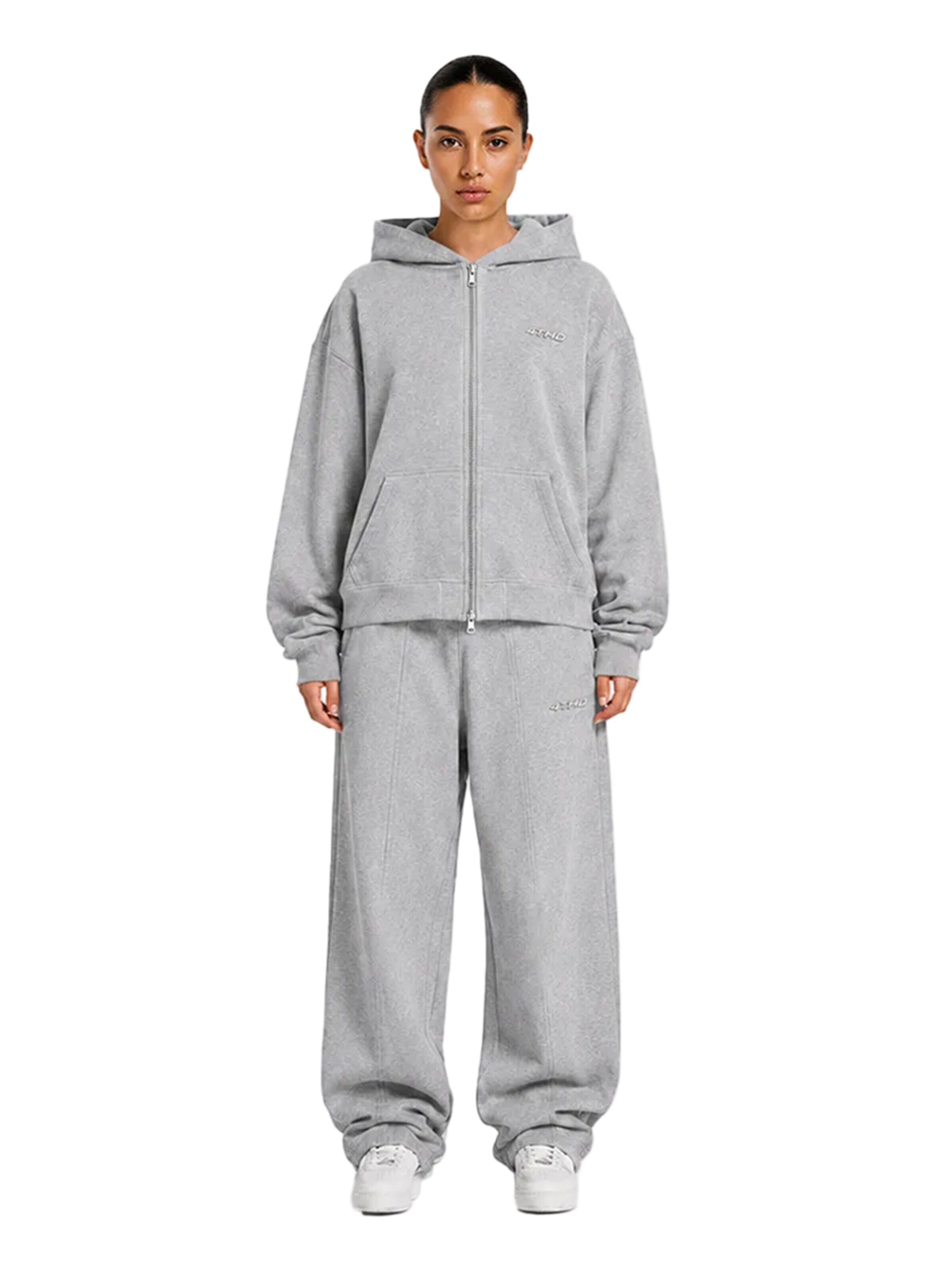 4thD Sweat jacket 'Zip Hoodie - Grey Melange' in Grey