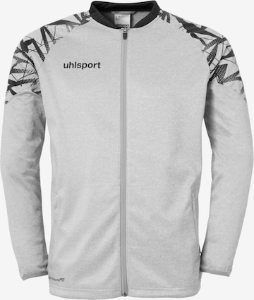 UHLSPORT Athletic Zip-Up Hoodie in Grey: front