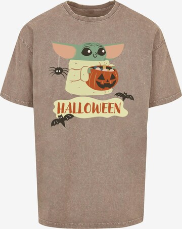 ABSOLUTE CULT Shirt 'Star Wars - Mandalorian Halloween Grogu' in Brown: front