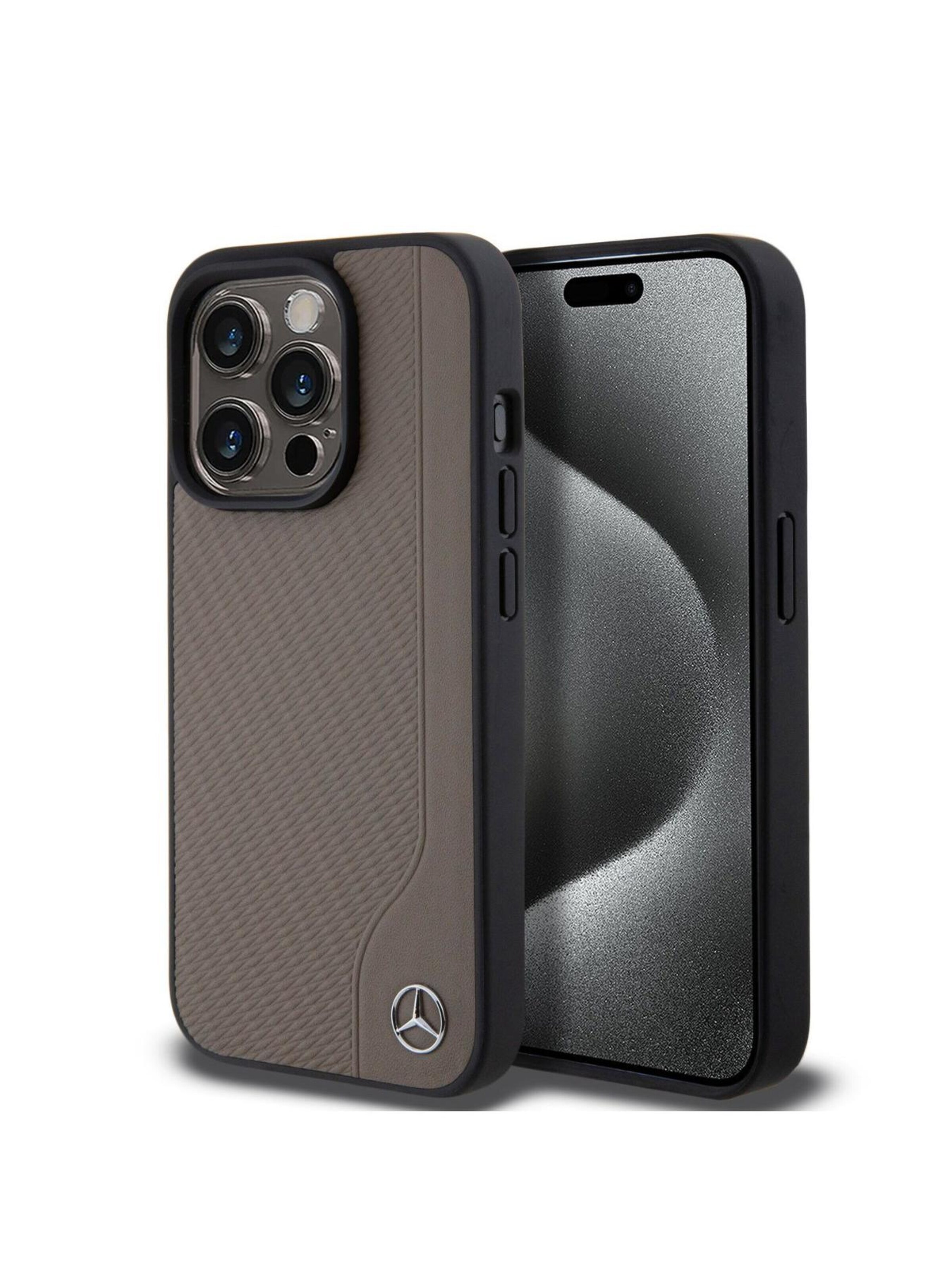 Mercedes Smartphonehoesje 'Mercedes MagSafe Wood Imitation Leather' in Bruin