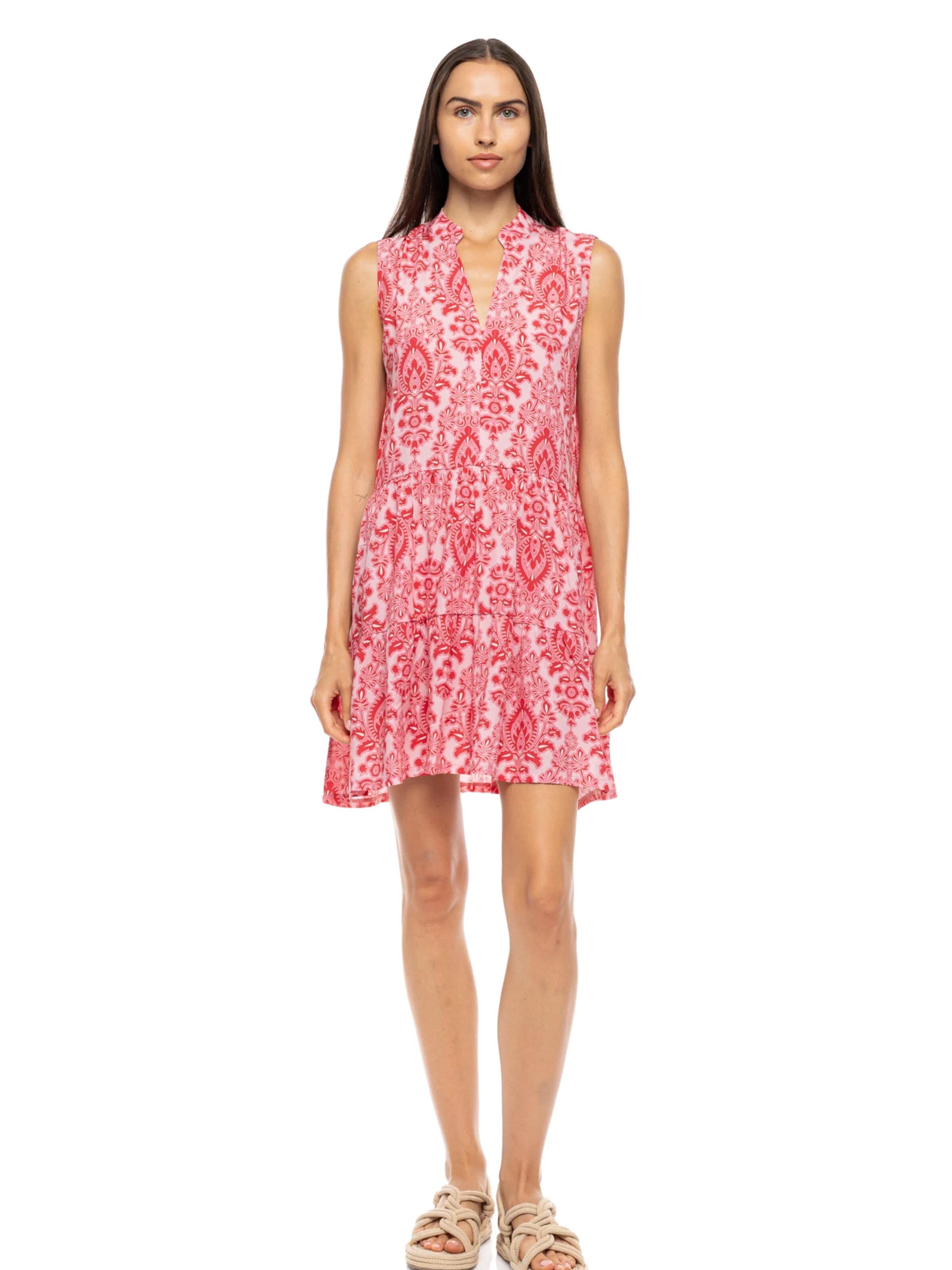 Pink Label Zomerjurk 'BEACHWEAR RED PAISLEY' in Roze: voorkant