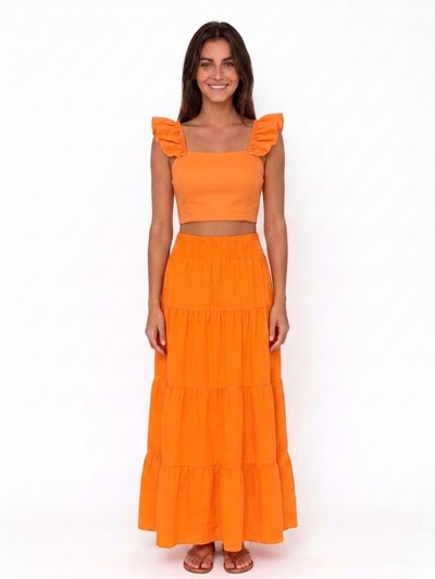 Fulgor Pantalons de tailleur 'Conjunto Summer com Babados – Laranja Intenso' en 36 en orange, Vue avec produit