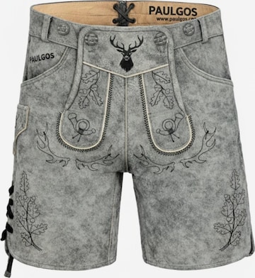Paulgos Regular Trachtenhose 'PAULGOS Herren Trachten Lederhose Kurz - HK5 ANTIK - Echtes Leder - in 3 Farben erhältlich - Größe 44 - 60' in Grau: Vorderseite