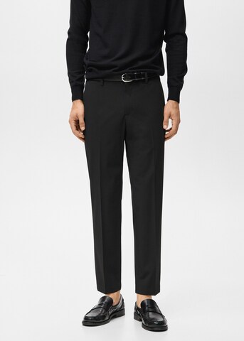 MANGO MAN Slim fit Pleated Pants 'Bologna' in Black: front