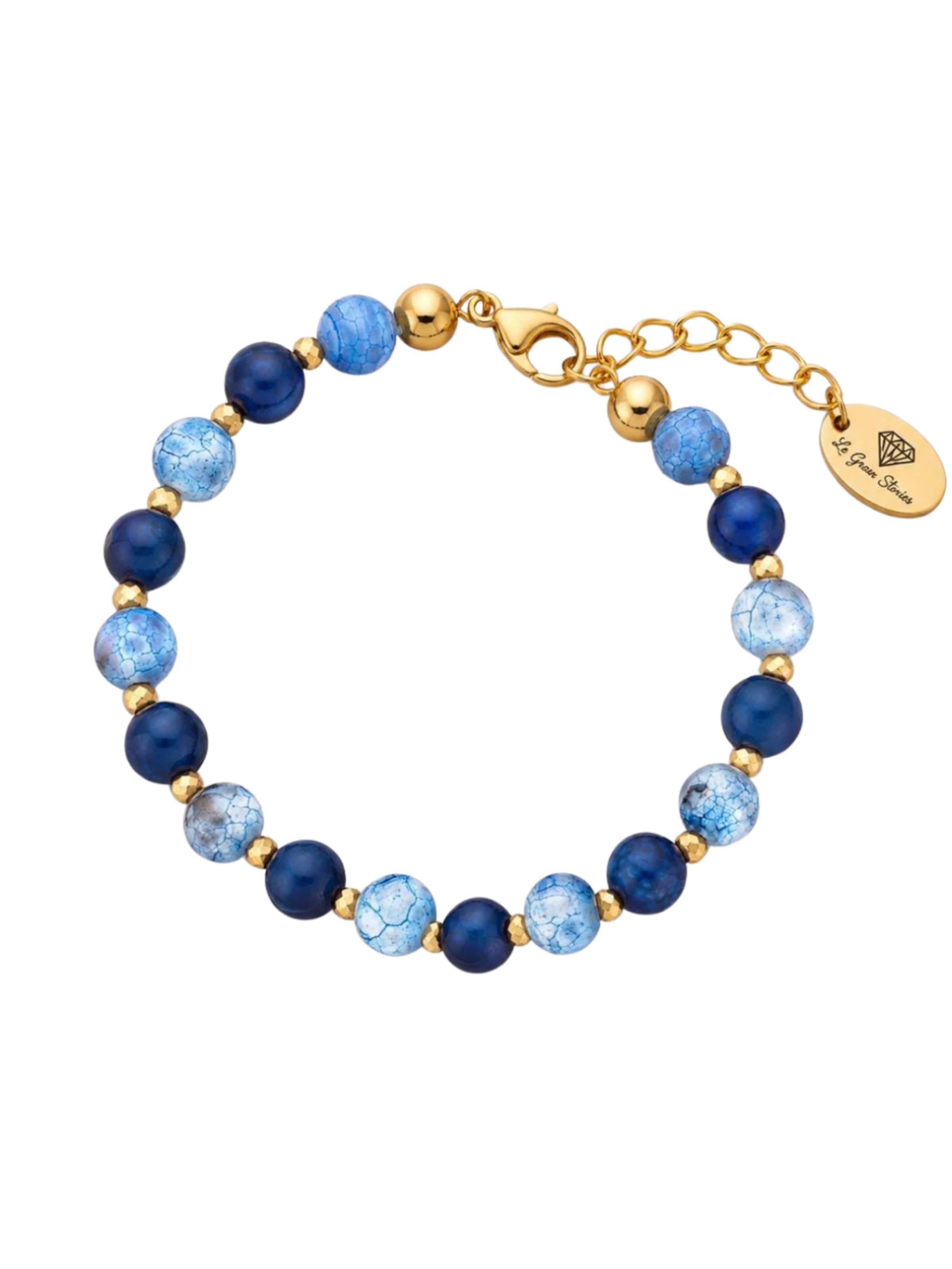 THE GEM STORIES JEWELRY Bracelet 'Agate' in Blue: front