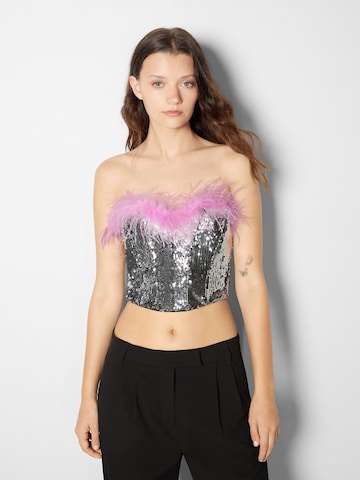 Bershka Top in Zilver: voorkant