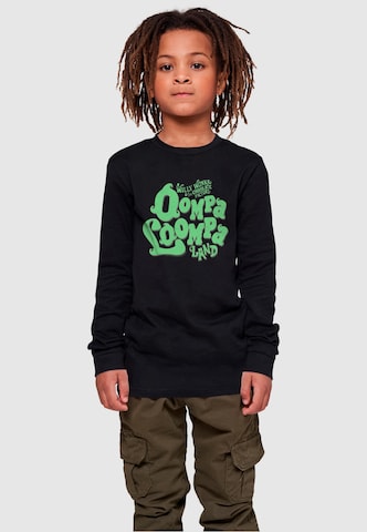 ABSOLUTE CULT Shirt 'Willy Wonka And The Chocolate Factory - Oompa Loompa Land' in Zwart: voorkant