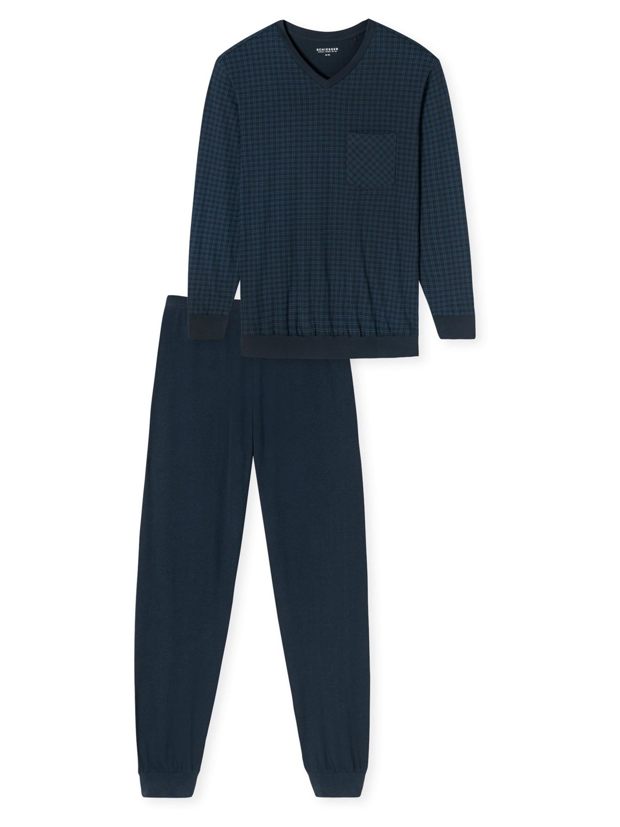 SCHIESSER Pyjama lang 'Comfort Essentials'‌‌ in Blau: Vorderseite