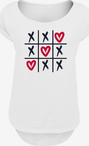 F4NT4STIC T-Shirt 'Valentinstag Herz Tic Tac Toe' in Weiß: Vorderseite