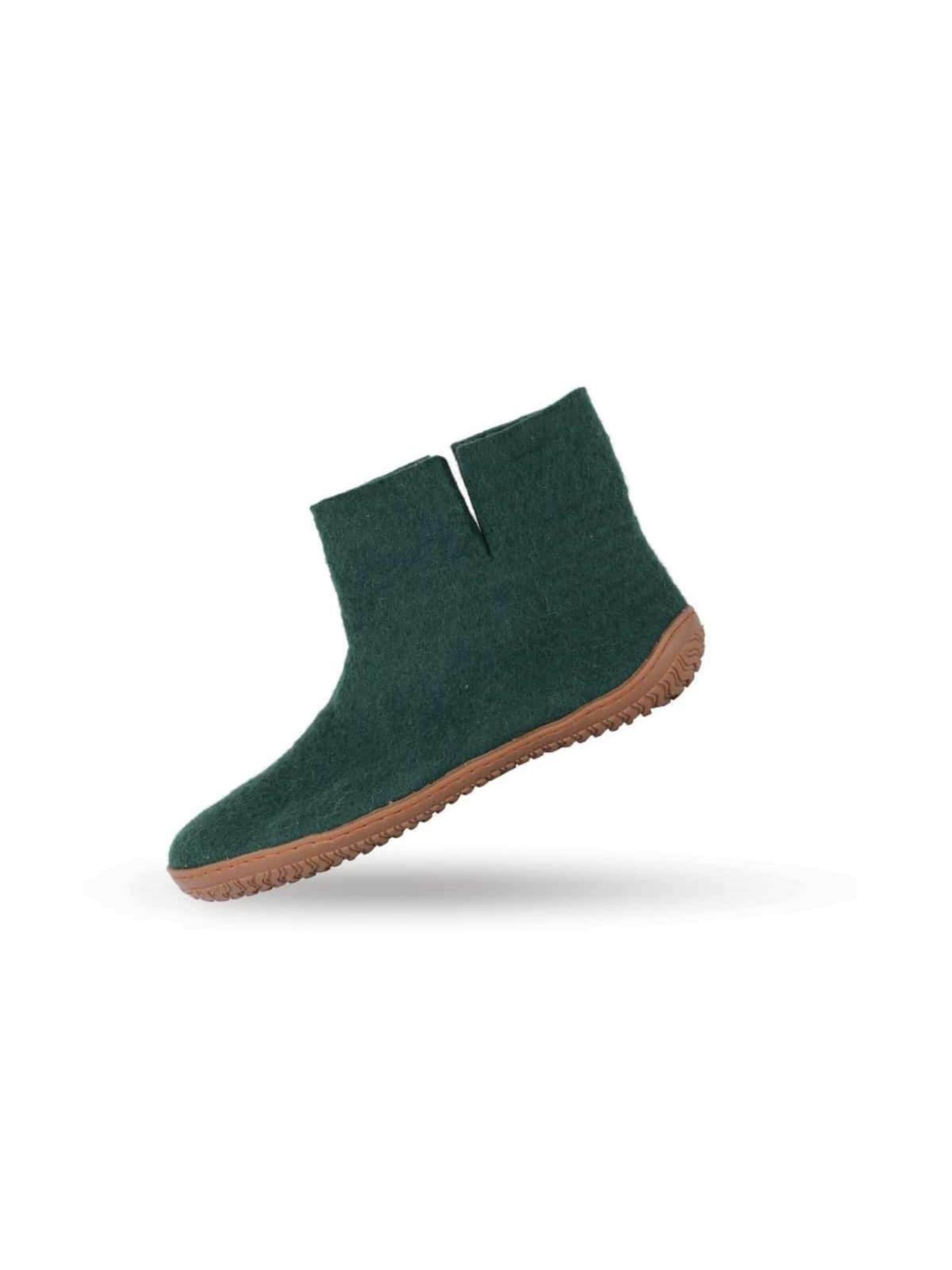 SHUS walk with nature Boots 'Uldstøvle (100% ren uld) m/gummisål - Dansk Design fra SHUS' in Groen: voorkant