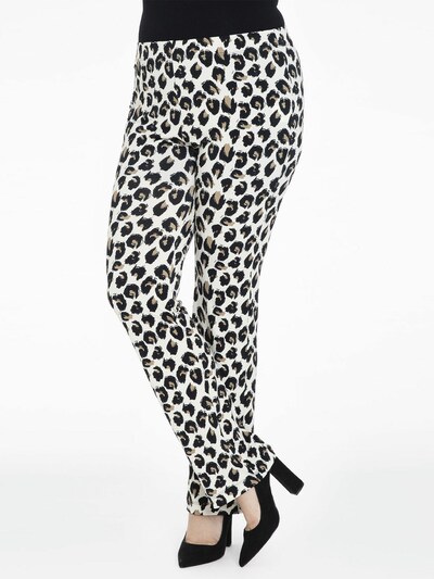 Yoek Leggings ' Feline ' en marron / noir / blanc, Vue avec modèle