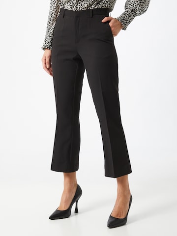 ICHI Regular Trousers with creases in Black: front