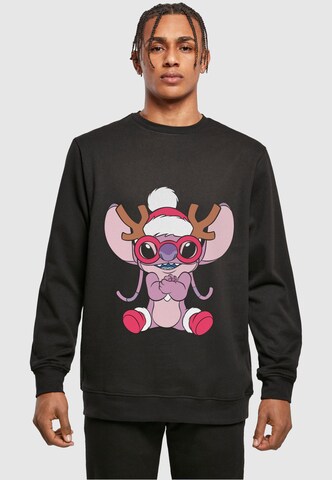 ABSOLUTE CULT Sweatshirt 'Lilo And Stitch - Reindeer' in Zwart: voorkant