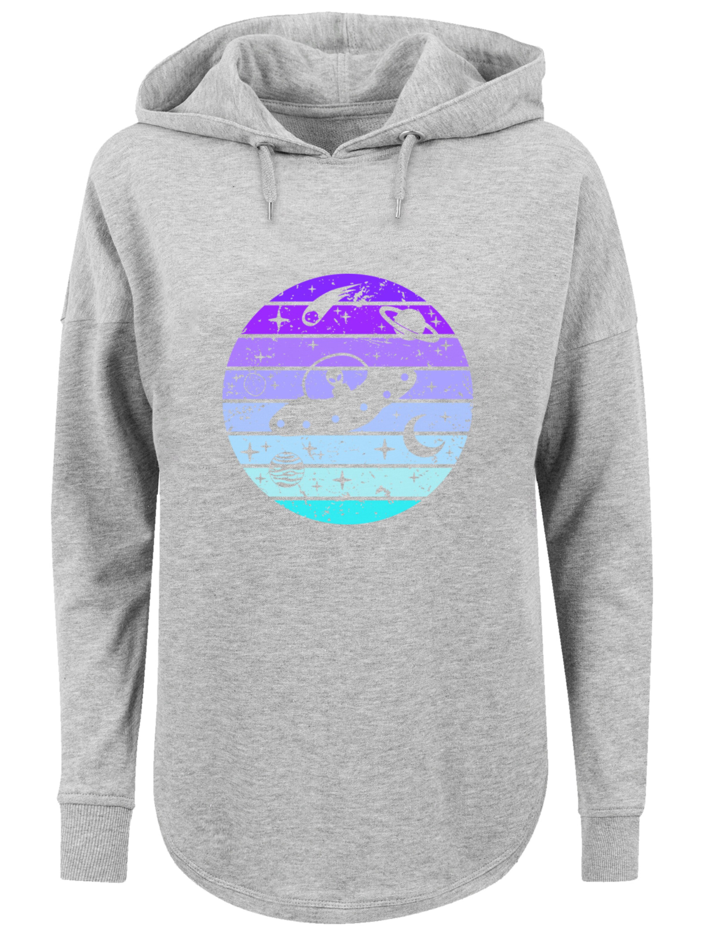 Sweat-shirt 'Retro Alien Weltraum Sonnenuntergang' F4NT4STIC en gris : devant