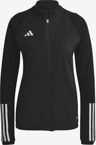 ADIDAS PERFORMANCE Athletic Zip-Up Hoodie 'Tiro 23' in Black: front