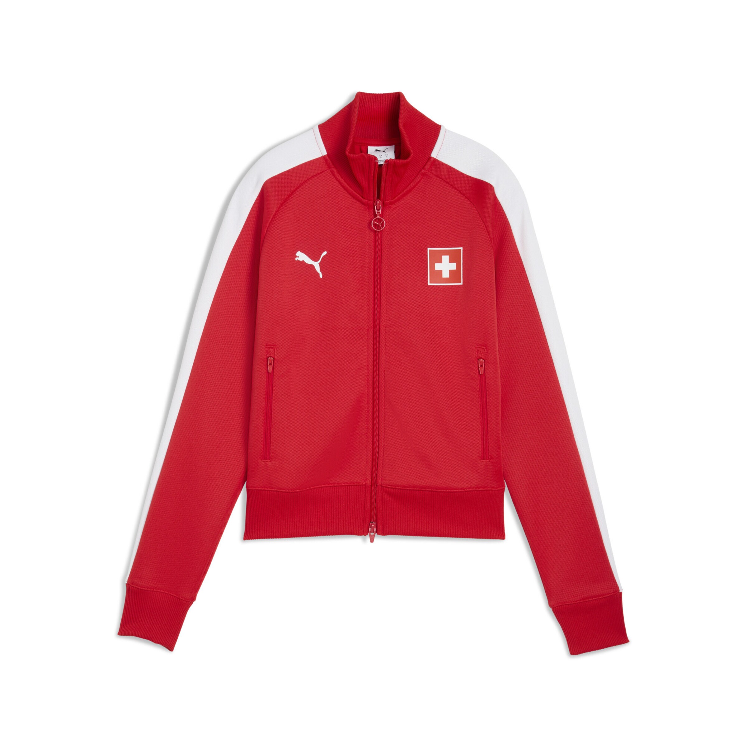PUMA Sports sweat jacket 'Schweiz T7' in Red: front