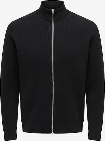 Only & Sons Knit Cardigan 'Phil' in Black: front