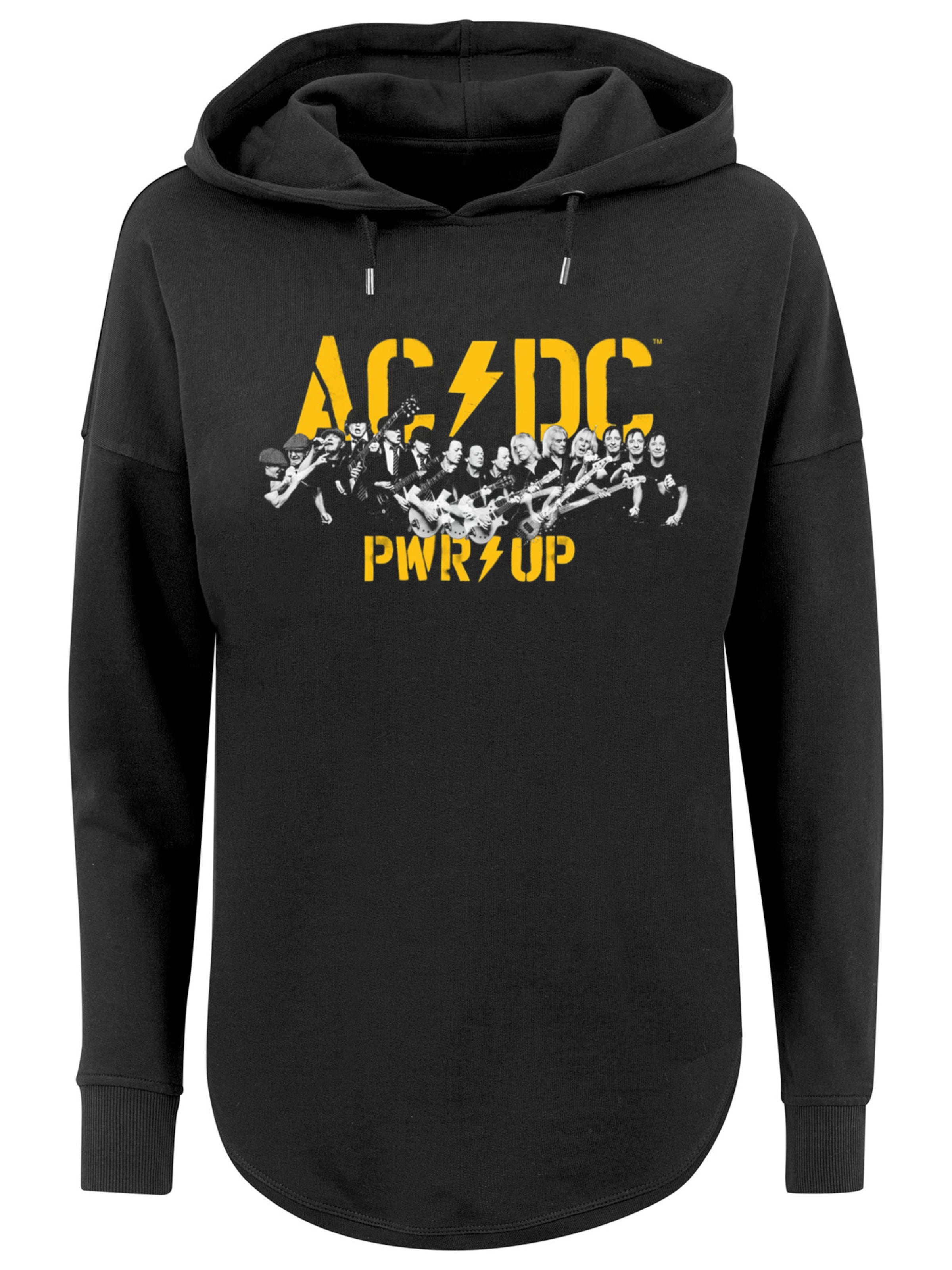 F4NT4STIC Sweatshirt 'ACDC Rock Band PWRUP Portrait Motion' in Zwart: voorkant